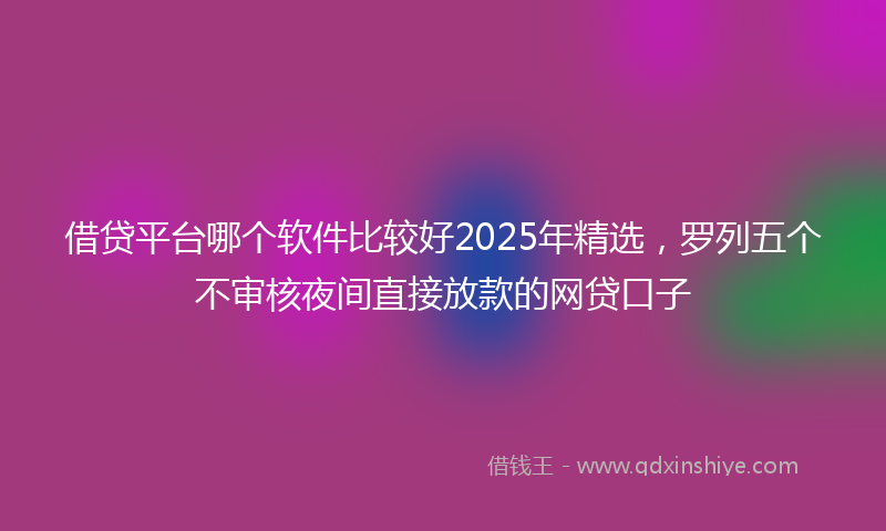 借贷平台哪个软件比较好2025年精选，罗列五个不审核夜间直接放款的网贷口子