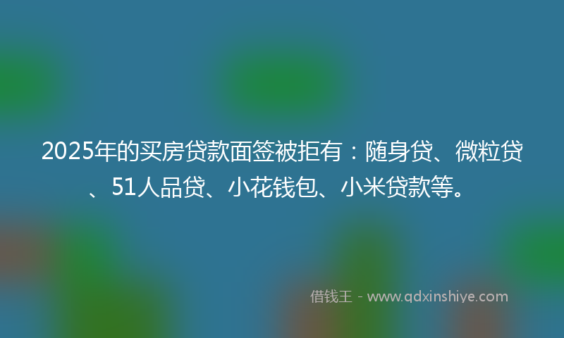 2025年的买房贷款面签被拒有：随身贷、微粒贷、51人品贷、小花钱包、小米贷款等。