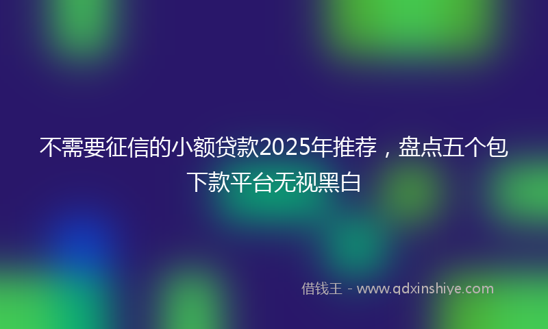 不需要征信的小额贷款2025年推荐，盘点五个包下款平台无视黑白