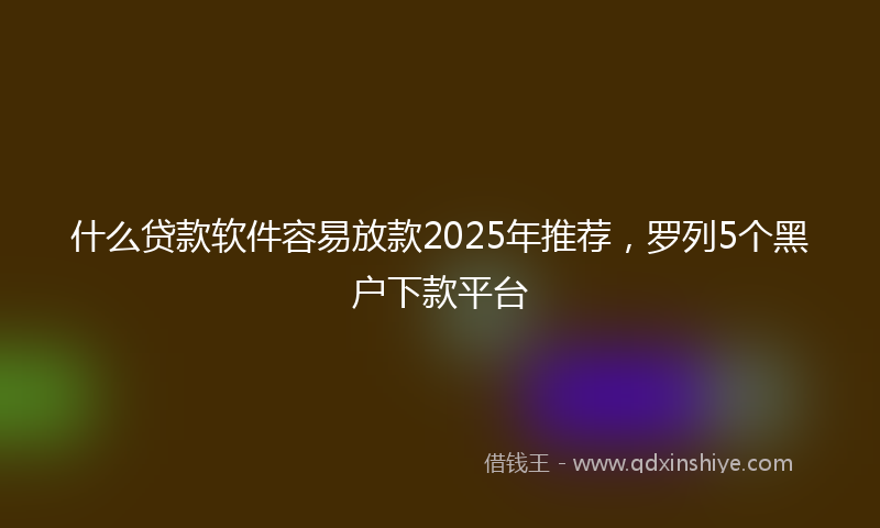 什么贷款软件容易放款2025年推荐，罗列5个黑户下款平台