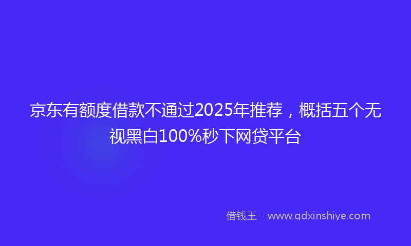 京东有额度借款不通过2025年推荐，概括五个无视黑白100%秒下网贷平台