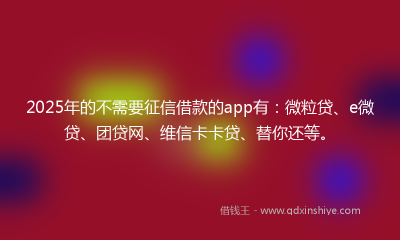2025年的不需要征信借款的app有：微粒贷、e微贷、团贷网、维信卡卡贷、替你还等。