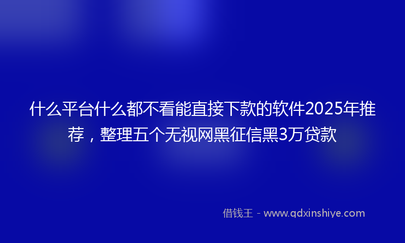 什么平台什么都不看能直接下款的软件2025年推荐，整理五个无视网黑征信黑3万贷款
