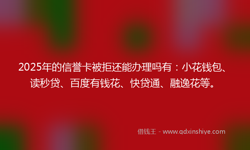 2025年的信誉卡被拒还能办理吗有：小花钱包、读秒贷、百度有钱花、快贷通、融逸花等。
