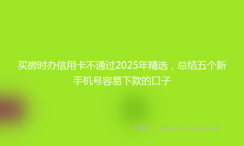 买房时办信用卡不通过2025年精选，总结五个新手机号容易下款的口子