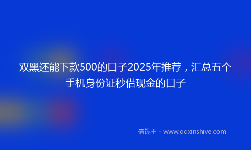 双黑还能下款500的口子2025年推荐，汇总五个手机身份证秒借现金的口子