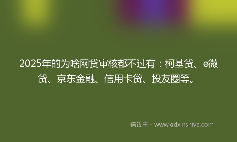 2025年的为啥网贷审核都不过有：柯基贷、e微贷、京东金融、信用卡贷、投友圈等。
