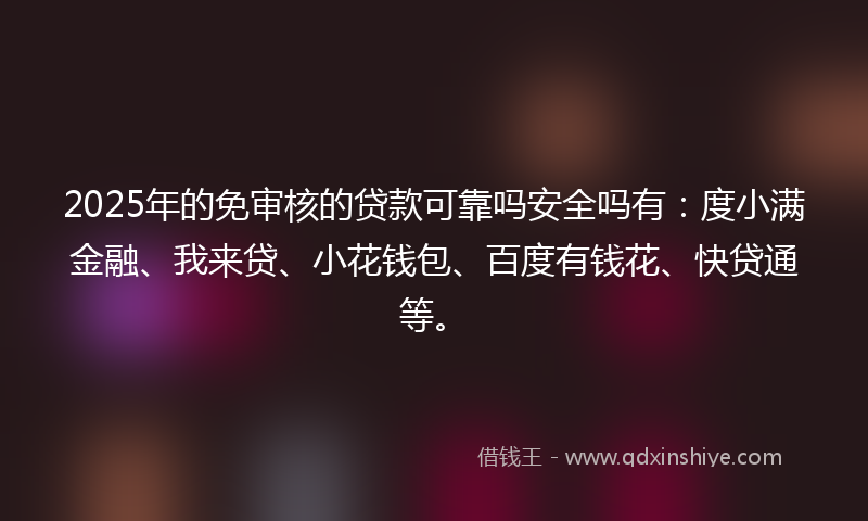 2025年的免审核的贷款可靠吗安全吗有：度小满金融、我来贷、小花钱包、百度有钱花、快贷通等。