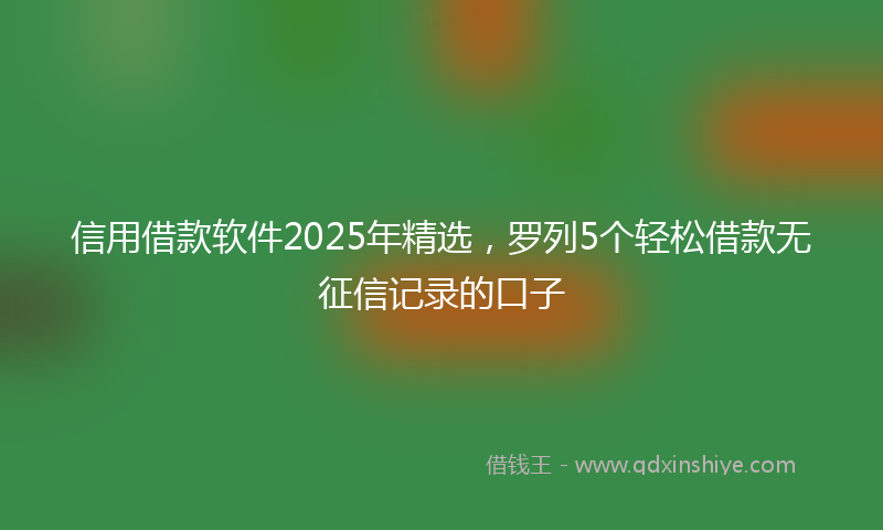 信用借款软件2025年精选，罗列5个轻松借款无征信记录的口子