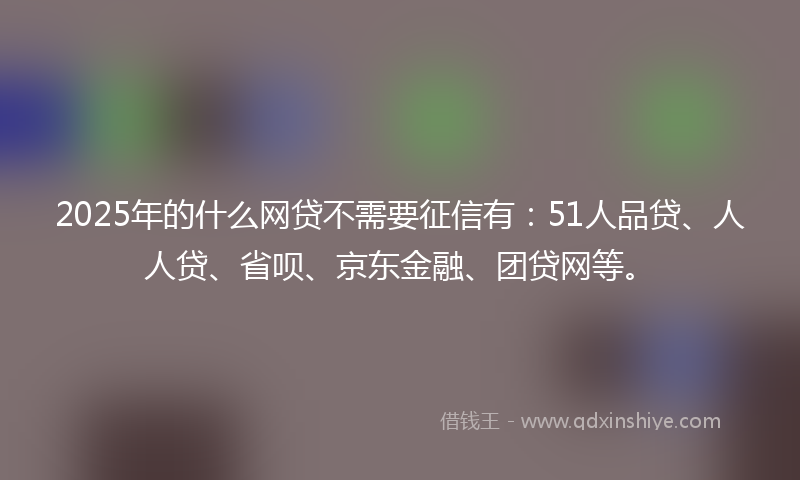 2025年的什么网贷不需要征信有：51人品贷、人人贷、省呗、京东金融、团贷网等。