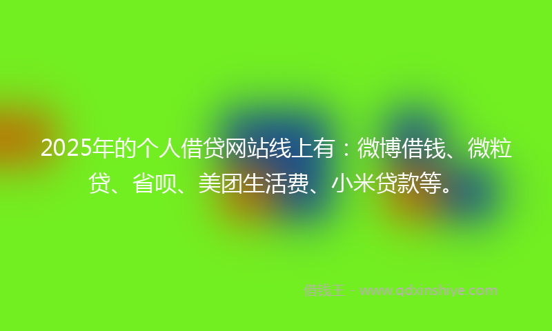 2025年的个人借贷网站线上有：微博借钱、微粒贷、省呗、美团生活费、小米贷款等。
