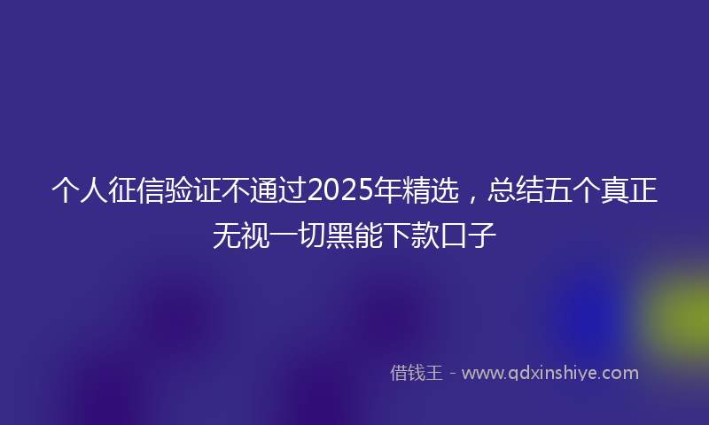 个人征信验证不通过2025年精选，总结五个真正无视一切黑能下款口子