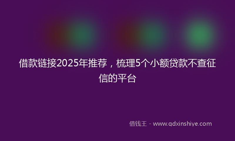借款链接2025年推荐，梳理5个小额贷款不查征信的平台