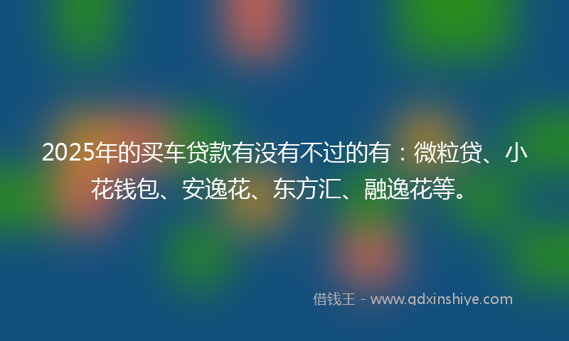 2025年的买车贷款有没有不过的有:微粒贷、小花钱包、安逸花、东方汇、融逸花等。
