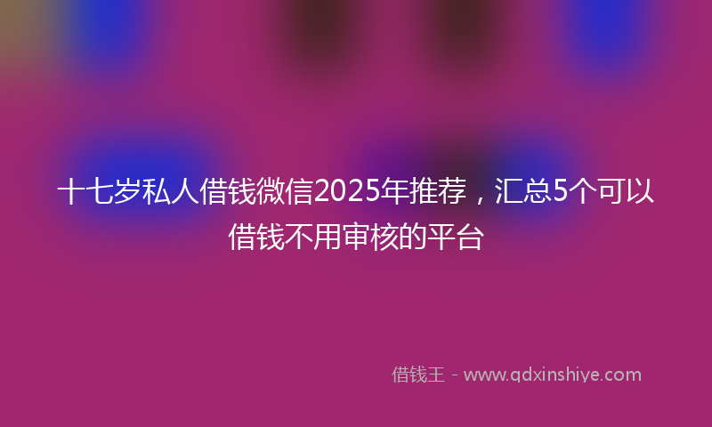 十七岁私人借钱微信2025年推荐，汇总5个可以借钱不用审核的平台