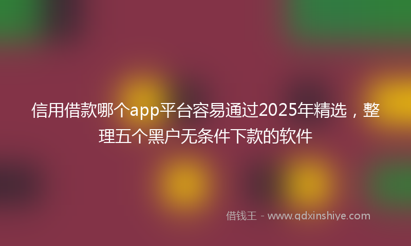 信用借款哪个app平台容易通过2025年精选，整理五个黑户无条件下款的软件