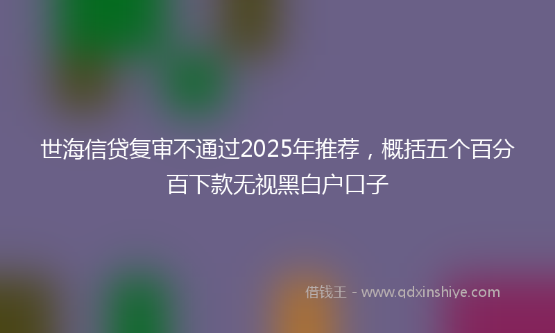 世海信贷复审不通过2025年推荐，概括五个百分百下款无视黑白户口子
