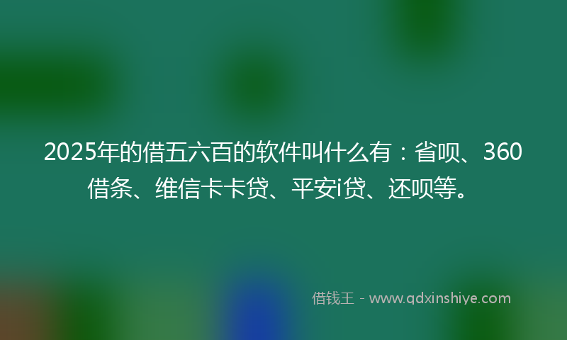 2025年的借五六百的软件叫什么有：省呗、360借条、维信卡卡贷、平安i贷、还呗等。