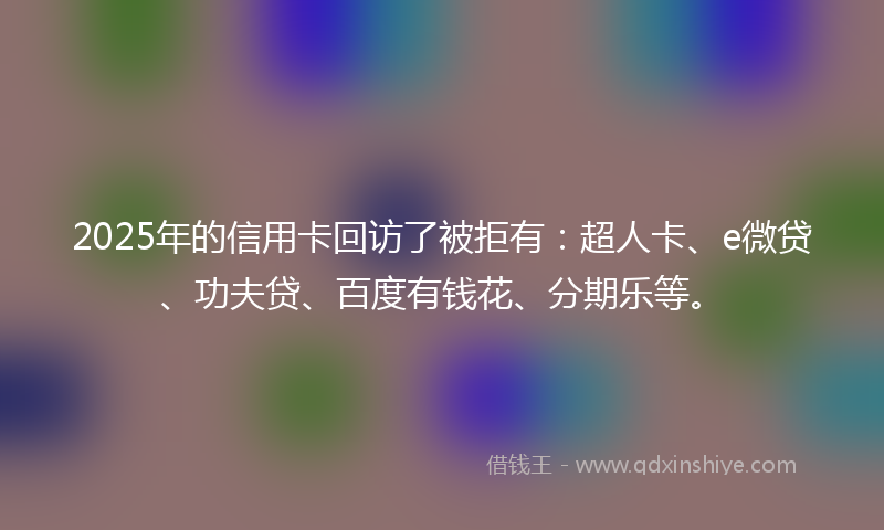 2025年的信用卡回访了被拒有：超人卡、e微贷、功夫贷、百度有钱花、分期乐等。