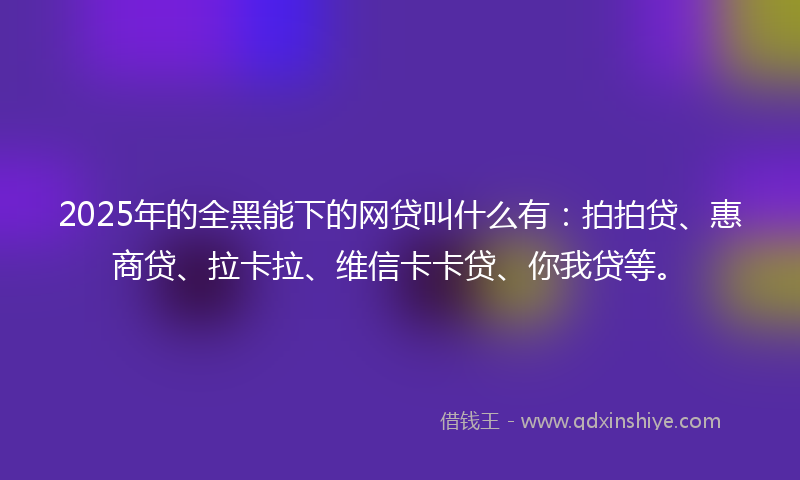 2025年的全黑能下的网贷叫什么有：拍拍贷、惠商贷、拉卡拉、维信卡卡贷、你我贷等。