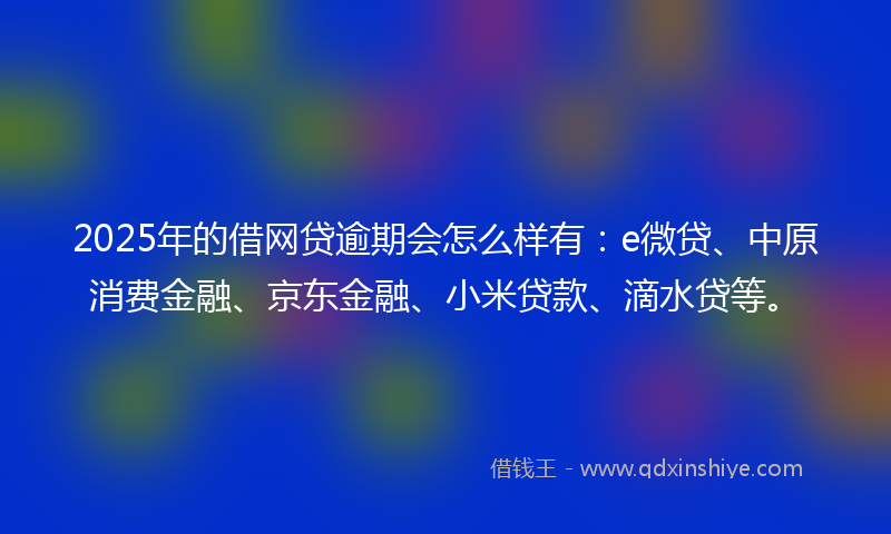 2025年的借网贷逾期会怎么样有：e微贷、中原消费金融、京东金融、小米贷款、滴水贷等。