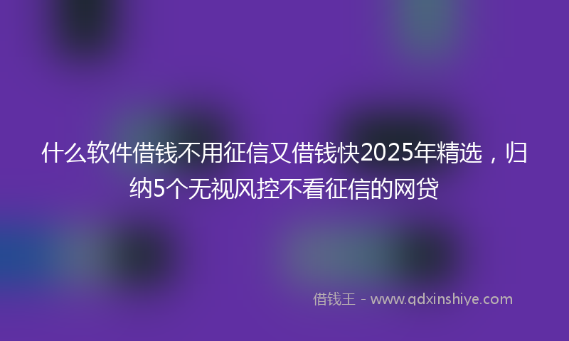 什么软件借钱不用征信又借钱快2025年精选，归纳5个无视风控不看征信的网贷