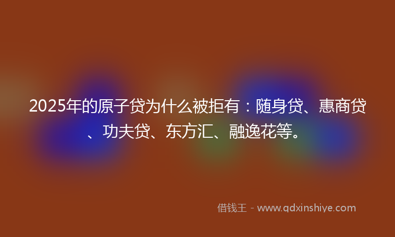 2025年的原子贷为什么被拒有：随身贷、惠商贷、功夫贷、东方汇、融逸花等。