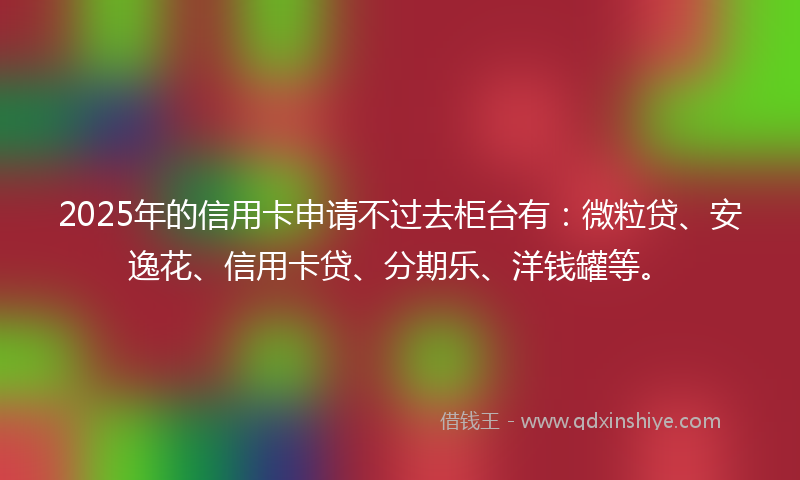 2025年的信用卡申请不过去柜台有：微粒贷、安逸花、信用卡贷、分期乐、洋钱罐等。