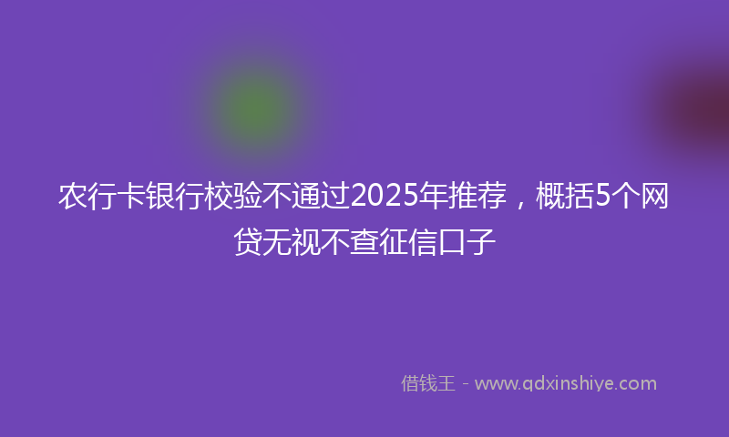 农行卡银行校验不通过2025年推荐，概括5个网贷无视不查征信口子