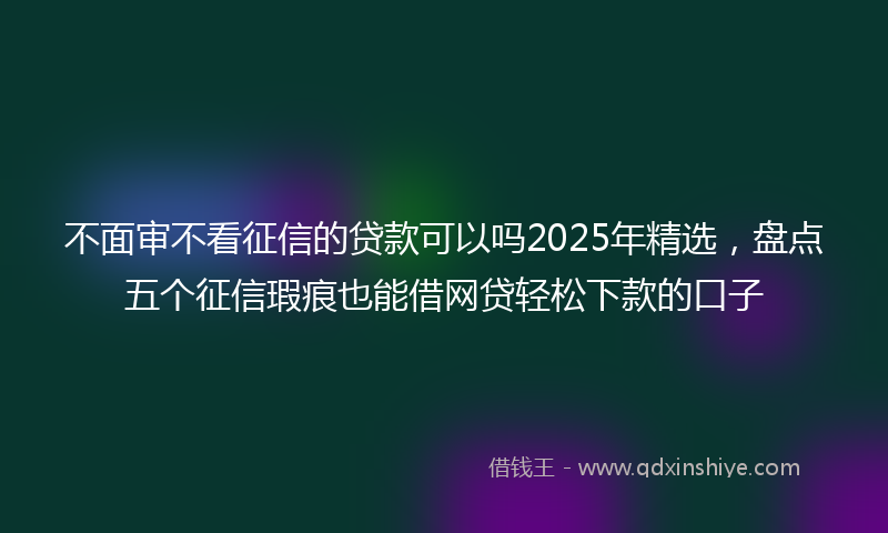 不面审不看征信的贷款可以吗2025年精选，盘点五个征信瑕疵也能借网贷轻松下款的口子