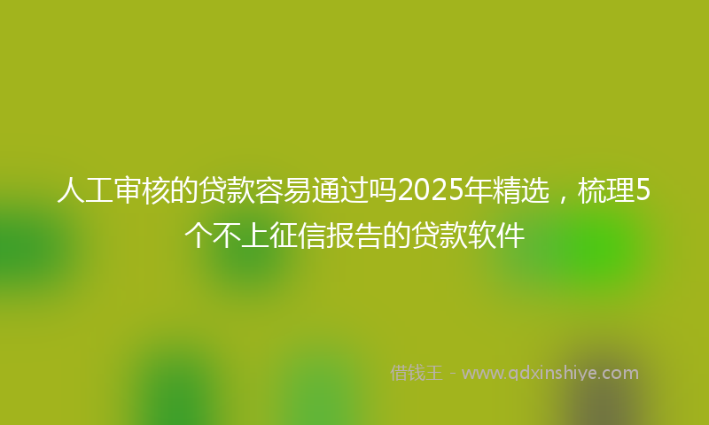 人工审核的贷款容易通过吗2025年精选，梳理5个不上征信报告的贷款软件