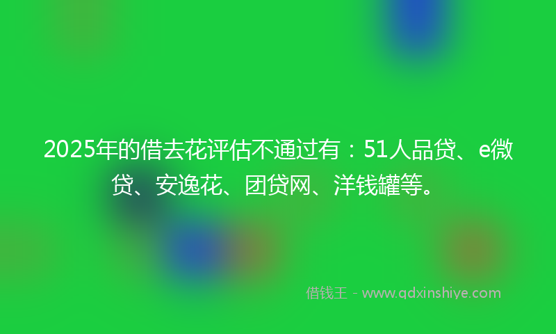 2025年的借去花评估不通过有：51人品贷、e微贷、安逸花、团贷网、洋钱罐等。