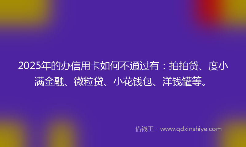 2025年的办信用卡如何不通过有：拍拍贷、度小满金融、微粒贷、小花钱包、洋钱罐等。