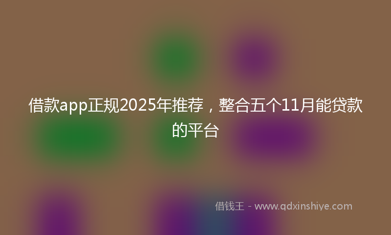 借款app正规2025年推荐，整合五个11月能贷款的平台