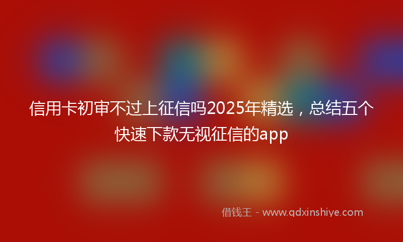 信用卡初审不过上征信吗2025年精选，总结五个快速下款无视征信的app