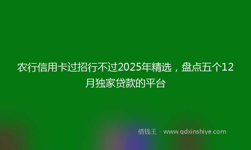 农行信用卡过招行不过2025年精选，盘点五个12月独家贷款的平台
