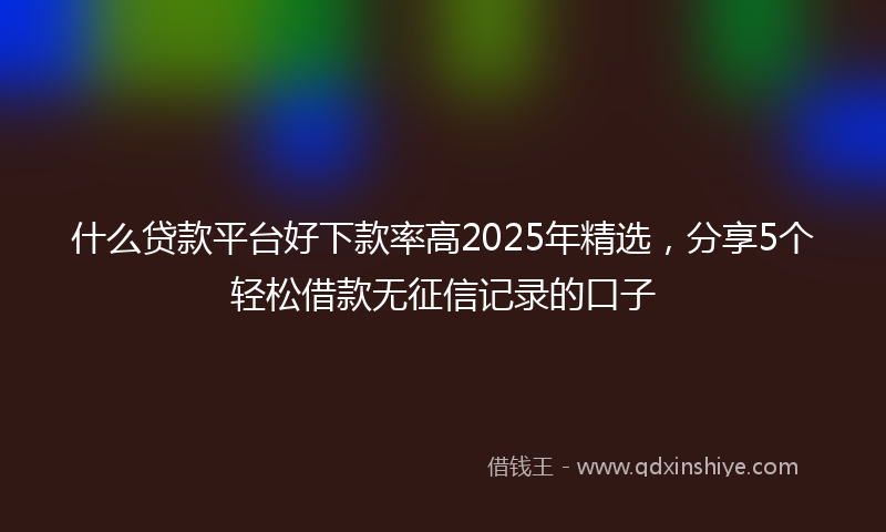 什么贷款平台好下款率高2025年精选，分享5个轻松借款无征信记录的口子