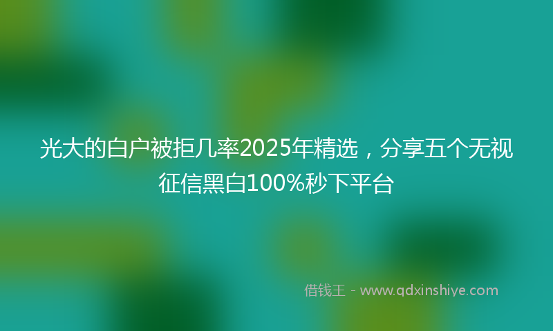 光大的白户被拒几率2025年精选，分享五个无视征信黑白100%秒下平台