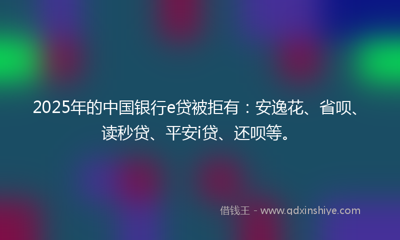 2025年的中国银行e贷被拒有：安逸花、省呗、读秒贷、平安i贷、还呗等。