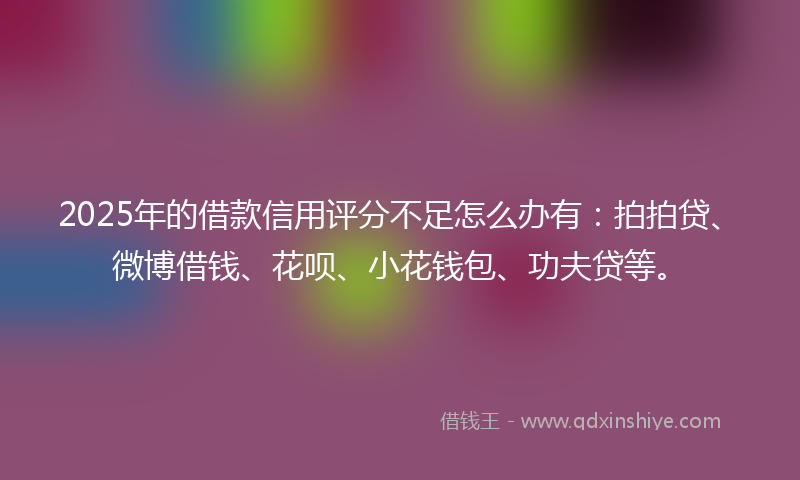 2025年的借款信用评分不足怎么办有：拍拍贷、微博借钱、花呗、小花钱包、功夫贷等。