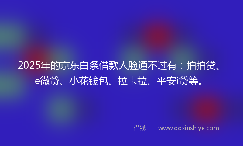 2025年的京东白条借款人脸通不过有：拍拍贷、e微贷、小花钱包、拉卡拉、平安i贷等。