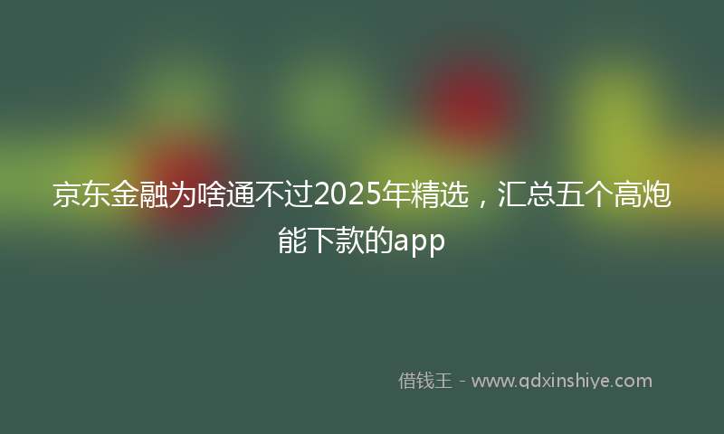 京东金融为啥通不过2025年精选，汇总五个高炮能下款的app