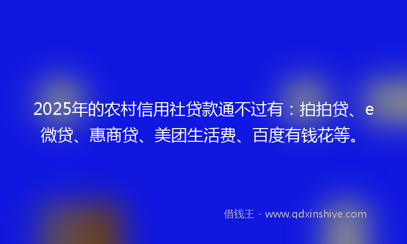 2025年的农村信用社贷款通不过有：拍拍贷、e微贷、惠商贷、美团生活费、百度有钱花等。