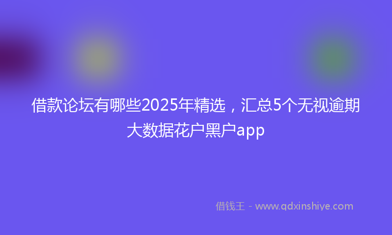 借款论坛有哪些2025年精选，汇总5个无视逾期大数据花户黑户app