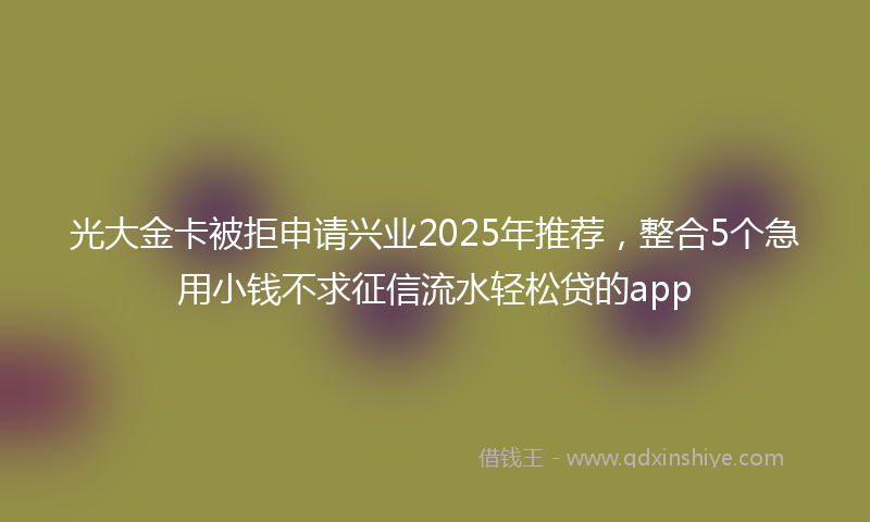 光大金卡被拒申请兴业2025年推荐，整合5个急用小钱不求征信流水轻松贷的app