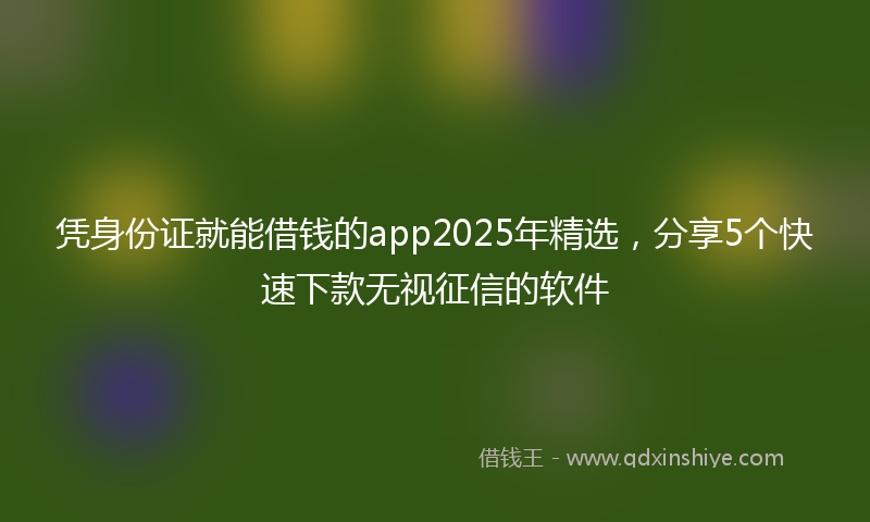 凭身份证就能借钱的app2025年精选，分享5个快速下款无视征信的软件