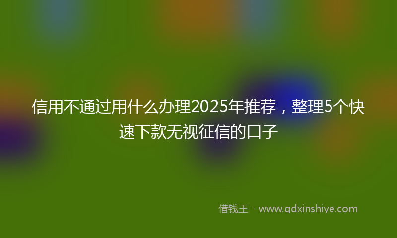 信用不通过用什么办理2025年推荐，整理5个快速下款无视征信的口子
