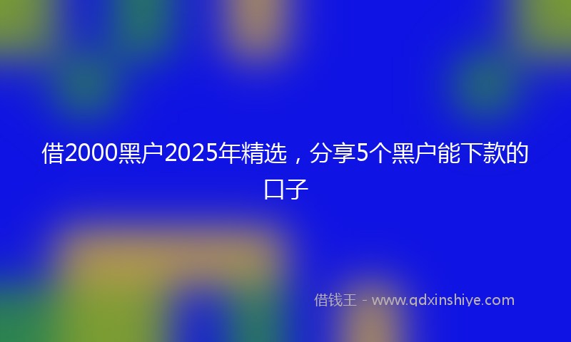 借2000黑户2025年精选，分享5个黑户能下款的口子