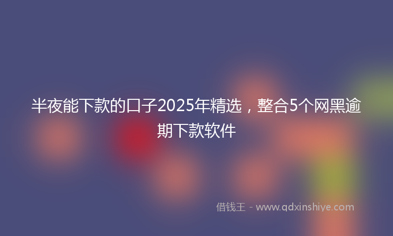 半夜能下款的口子2025年精选，整合5个网黑逾期下款软件