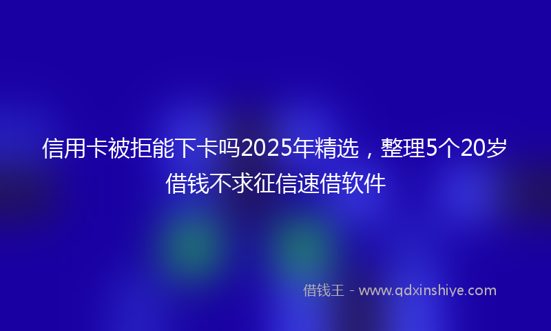 信用卡被拒能下卡吗2025年精选，整理5个20岁借钱不求征信速借软件